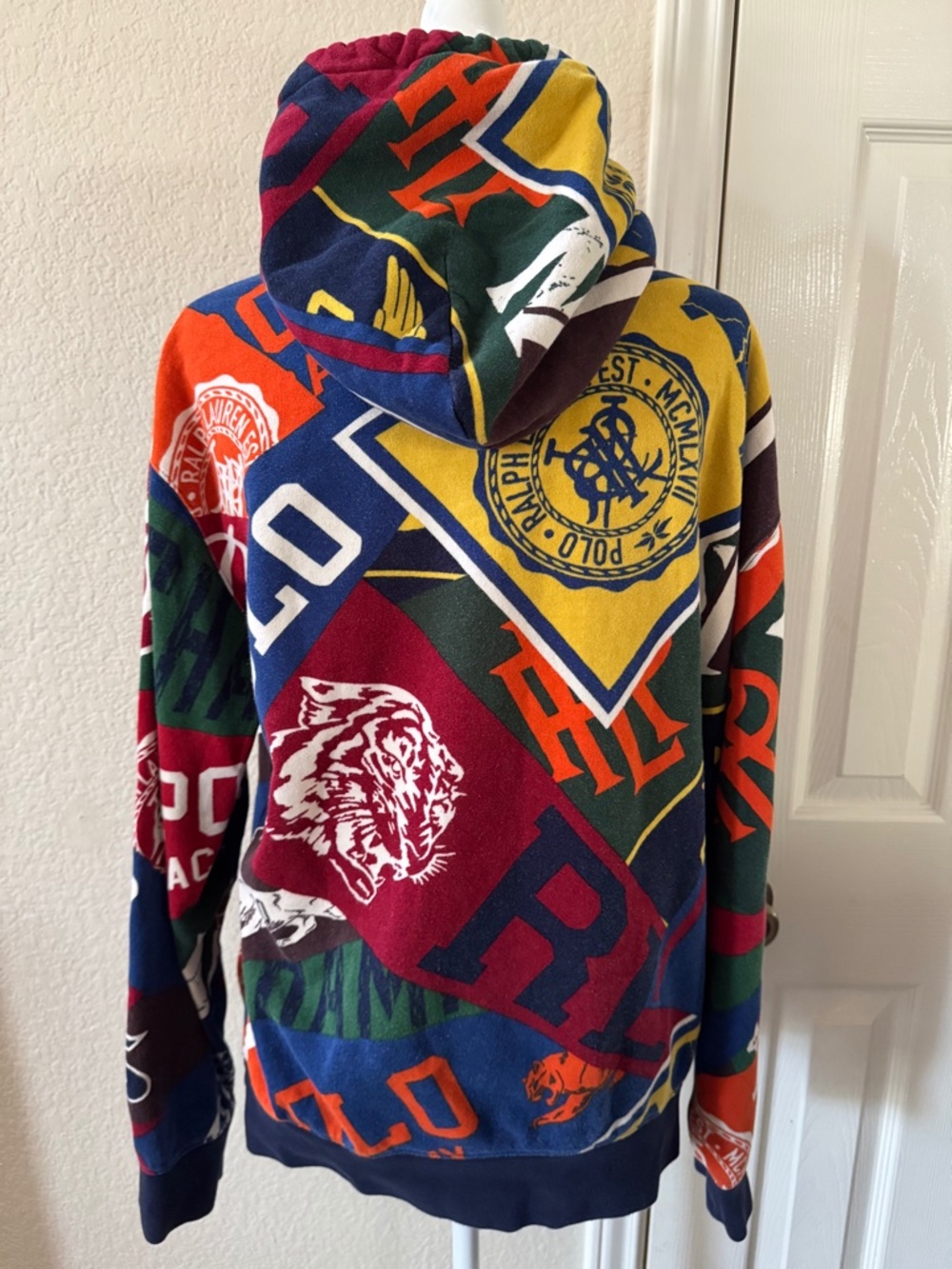 Polo Ralph Lauren Pennant-Print Hoodie – Size XL Preppy, Multicolor,Winter FLAW - Picture 4 of 10